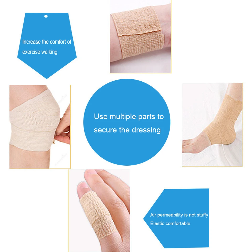 2.5/5/7.5/10/15 cm * 4.5 m Benda elastica traspirante Nastro adesivo protettivo sportivo autoadesivo Nastro flessibile per benda medica per animali domestici