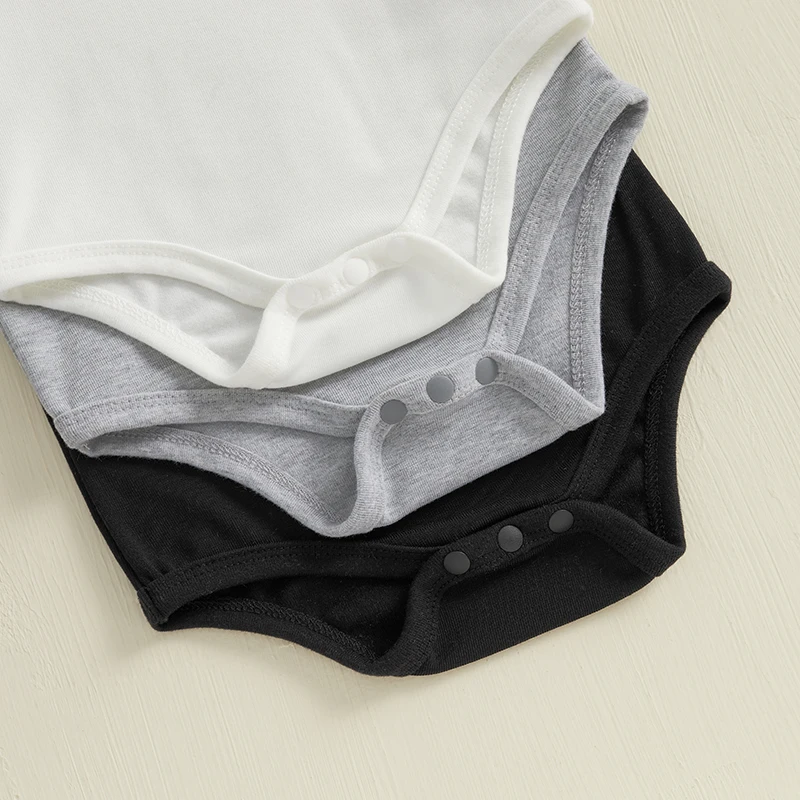 Autumn Baby Boys 3-Pack Romper Shirts Cotton Long Sleeve Turtleneck Solid Bodysuit Jumpsuit 0-18 Months 6