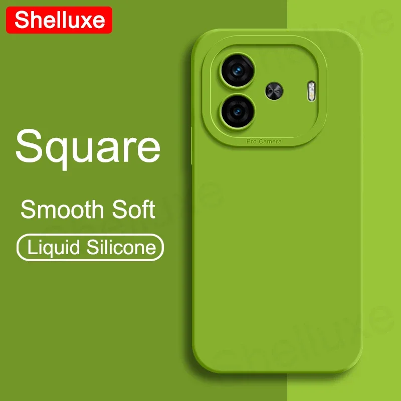 Square Liquid Silicone Shockproof Phone Case - Soft Shelluxe Cover in Bold Design