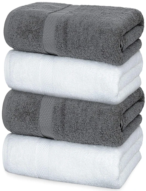 Luxury Cotton Bath Towels Large | Hotel Bathroom Towel | 27x54 | 4 Pack |  Black