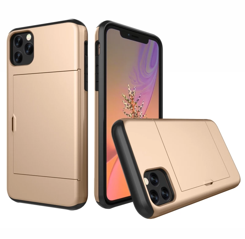 Armor Shockproof Silicone Wallet Case with Sliding Hidden Card Slot