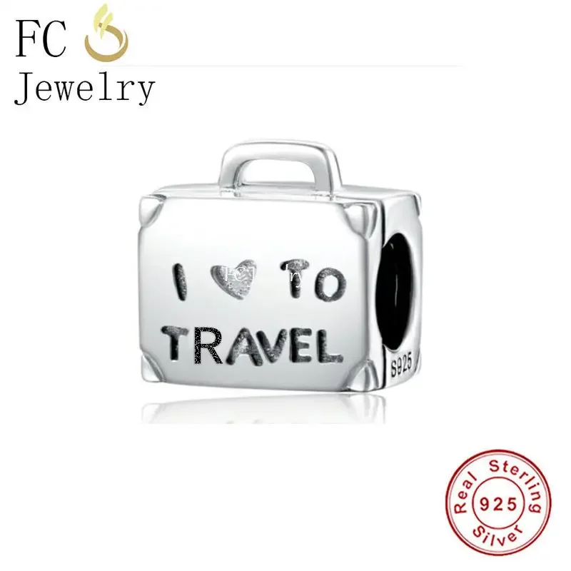 Fc Jewelry Fit Original Charms Bracciale 925 Sterling Silver I Love To Travel Bag Buggage Box Bead Per Fare Le Donne Berloque 2024