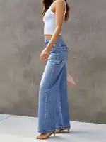 Women's Light Blue Wide Leg Straight-Leg Jeans - Stylish and Comfortable Denim Pants for Effortless Fashion - Image 4