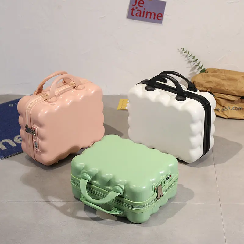 New Solid Color Mini Suitcase 14 Inch Makeup Box Password Travel
