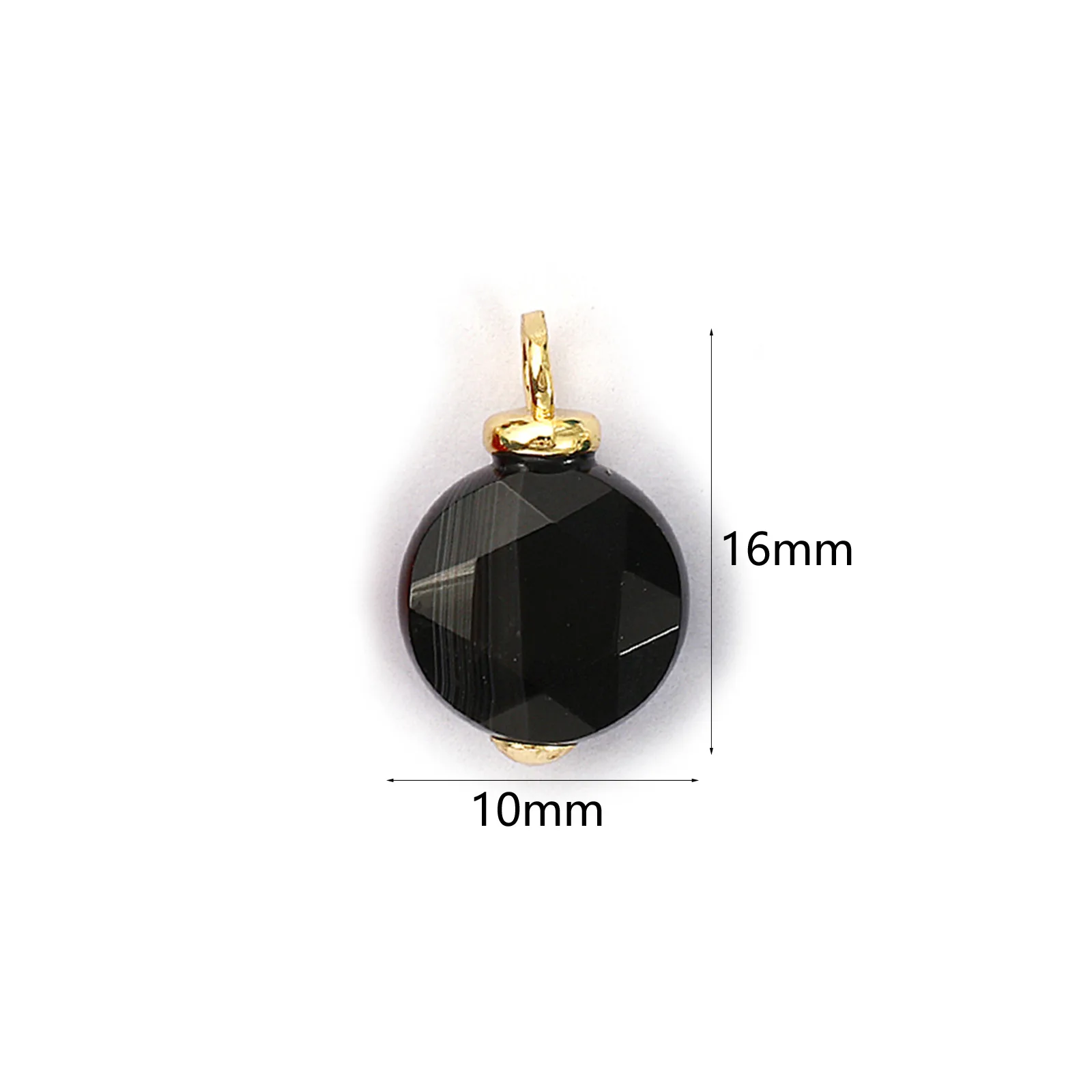 2 Stück Messing- und Naturstein-Charms, 18 Karat vergoldet, rechteckig, oval, rund, Zylinder, herzförmige Anhänger für die Herstellung von DIY-Halsketten – Detail 7