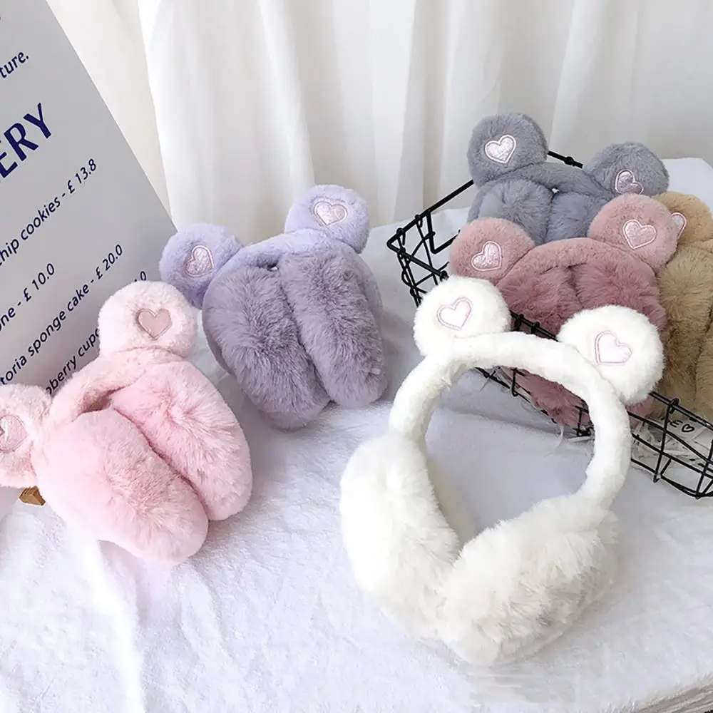 Cute Bear Ears Plush Earmuffs Cartoon Animals Winter WarmEar Warmers Foldable Women Men Faux Furry Earmuffs Headband Ear Covers warm earmuffs fur earmuffs