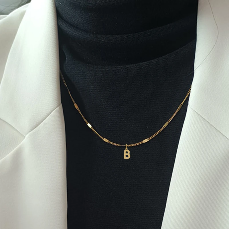Benutzerdefinierte personalisierte Namenskette für Frauen DIY Anfangsbuchstaben Anhänger Halskette Edelstahl Kette Halsband Großhandel Schmuck – Detail 4