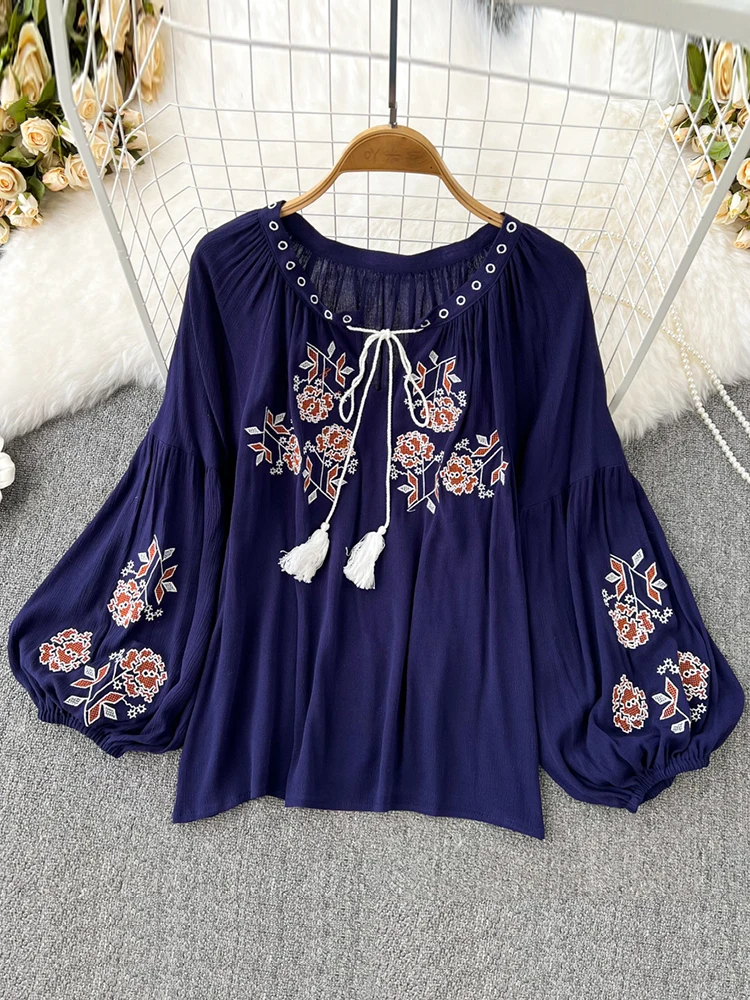 Bluelea ブルレアEmbroidery organdy blouse Light Blue Oversize Embroidered Blouse - Repeat Woman