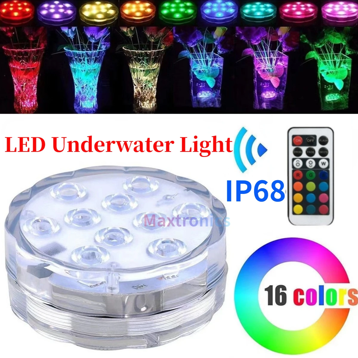 

LED Underwater Light Remote Control IP68 Waterproof For Pond Swimming Pool Outdoors Decorative RGB Night Lamp Fish Tank Aquarium