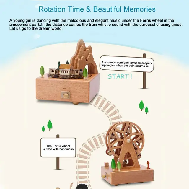 Wind Up Musical Box Wooden Music Box Wood Crafts Retro Birthday Gift Vintage Home Decoration Accessories Valentine's Day Gift 6