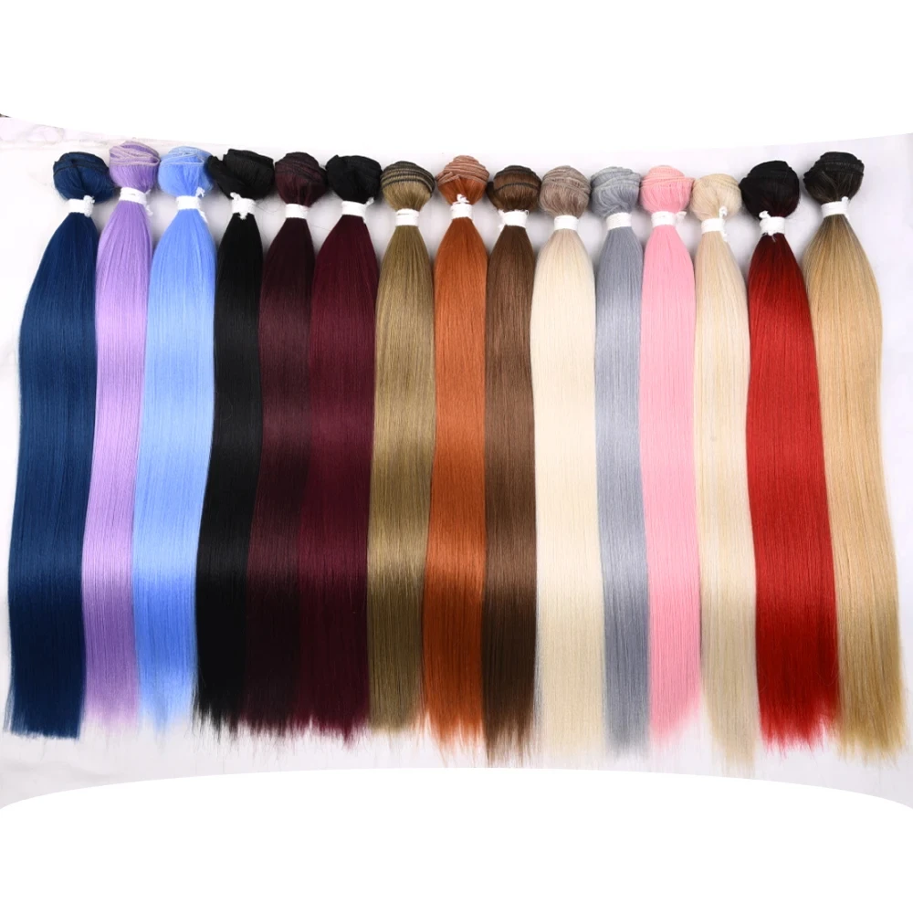 

100g Straight Hair Bundle Super Long Synthetic Weave Hair Extension Fake Yaki Straight Hair Weaving Orange Color Full to End