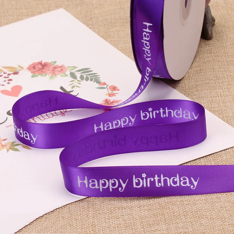 5yards 20mm Happy-birthday Ribbon Printing Polyester Ribbon For