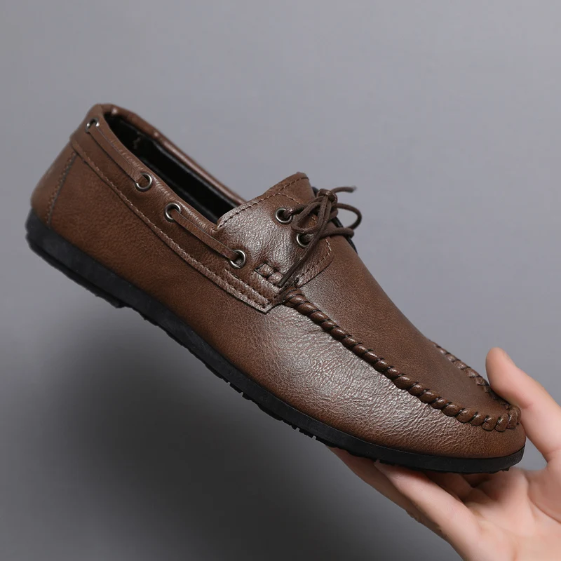 Casual Shoes Flat Bottomed Driving Shoes Comfortable Leather Uppers Fashionable Lace Up Beanie Shoes Best-selling Trend In 2023