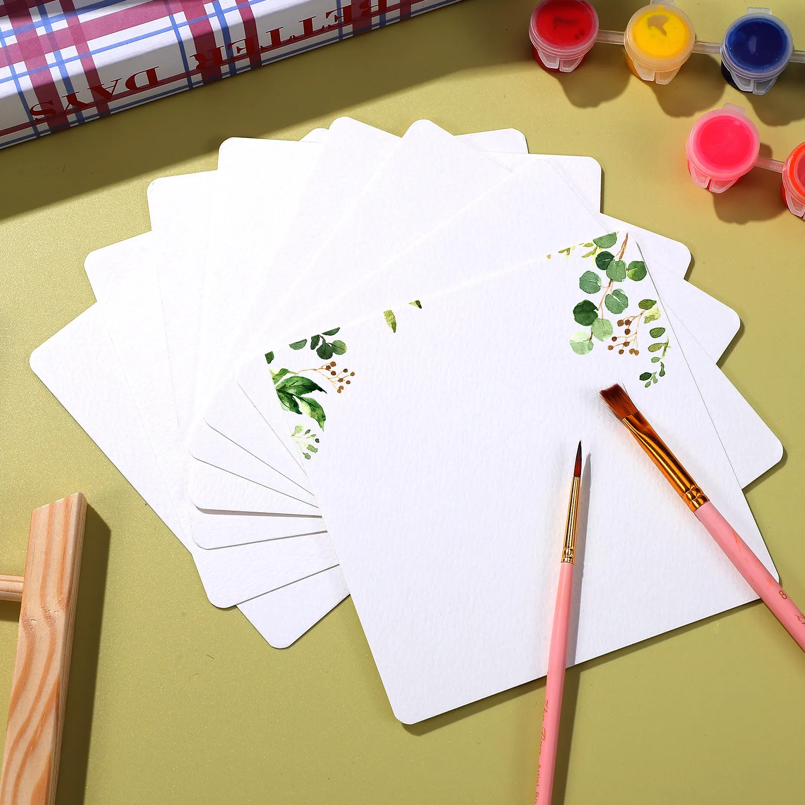 50개 빈 수채화 카드 흰색 카드지 종이 그림 그리기용 종이 교실 및 DIY 프로젝트용