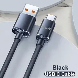 High-Power USB-A to USB-C Fast Charging Cable with PD Support - 2m (USB C Black)