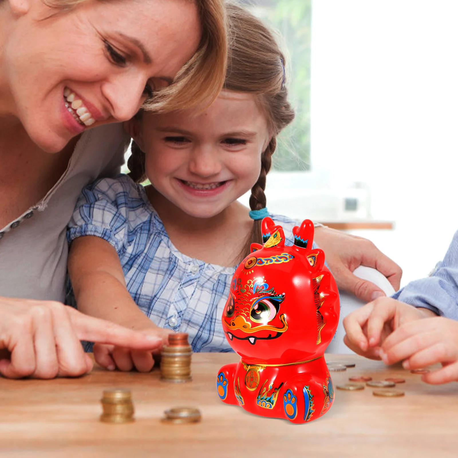 

Year of The Dragon Ornaments Zodiac Saving Pot Trumpet Statue Piggy Bank Gift Ceramics New