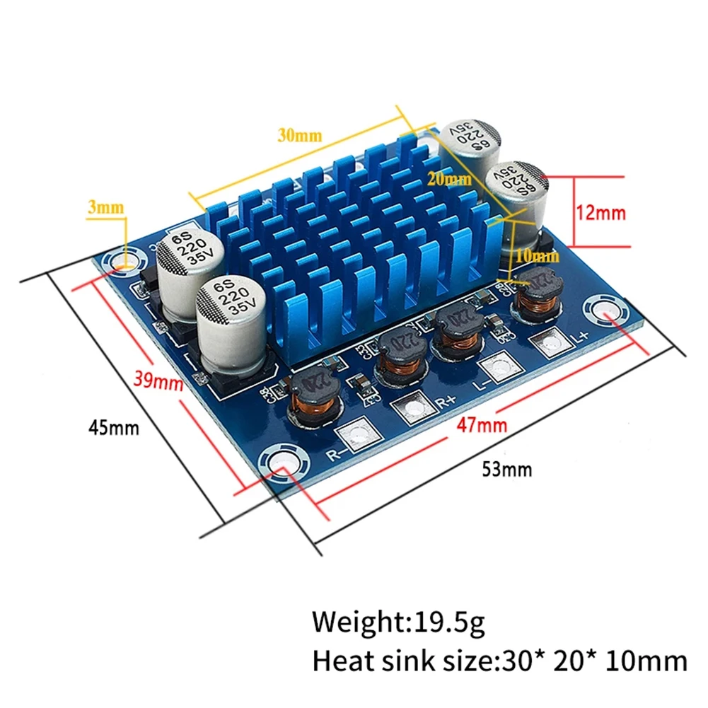 TPA3110 30w + 30w 파워 서브 우퍼 블루투스 앰프 보드 사운드 클래스 D 홈 시어터 오디오 스테레오 이퀄라이저 AUX 앰프 DC8V-26V