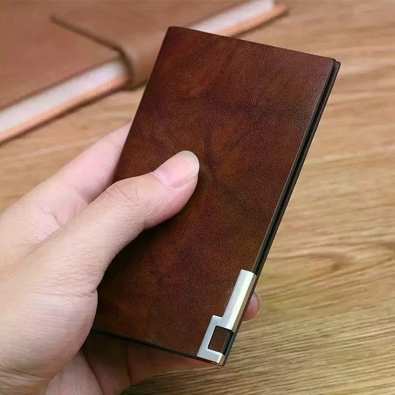 Elegante portafoglio da uomo con innovativo slot per schede, orientamento verticale-orizzontale, porta documenti per studenti - immagine 3