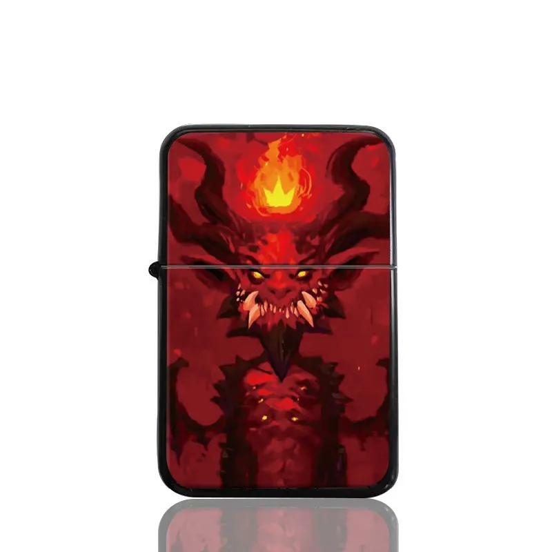 Horror Pattern Kerosene Metal Grinding Wheel Lighter Tide Series Matte Touch Boutique Men's Gift Commemorative Birthday Gift