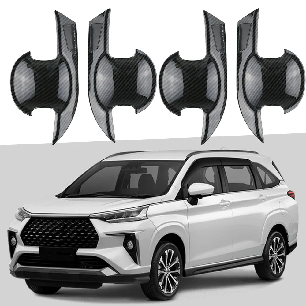 Carbon Fiber Car Door Handle Bowl Cover Trim Frame for Toyota Avanza Premio Veloz Cross 2022 2023 2024 Door Handle Stickers 1