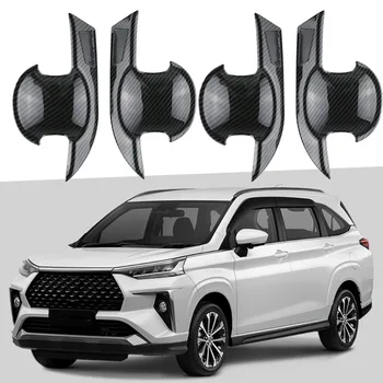 Carbon Fiber Car Door Handle Bowl Cover Trim Frame for Toyota Avanza Premio Veloz Cross 2022 2023 2024 Door Handle Stickers 1