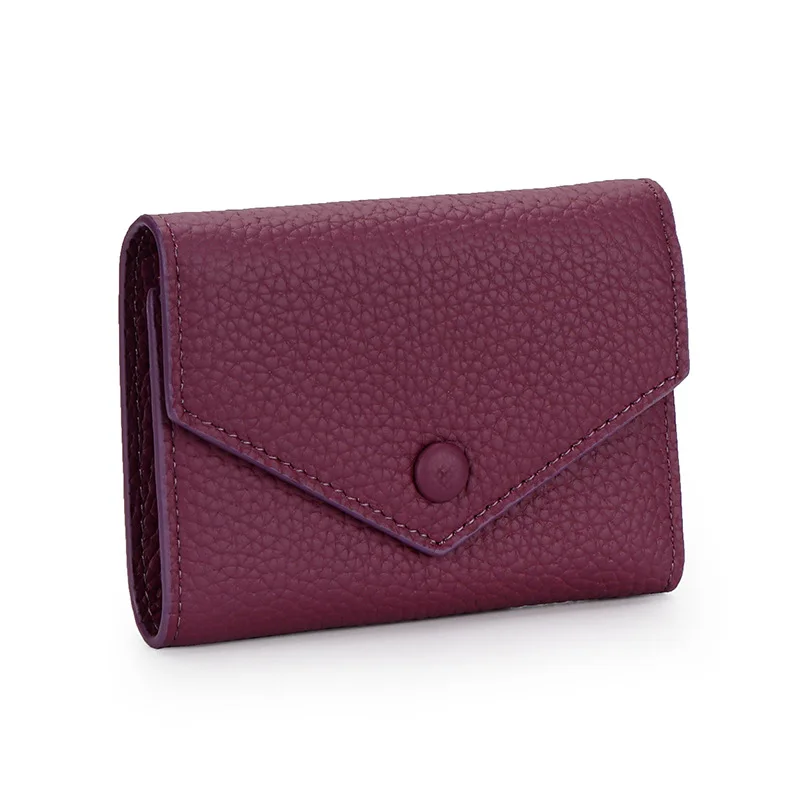 Leather Short Contrast Wallet Fashion Tri-fold Women's 