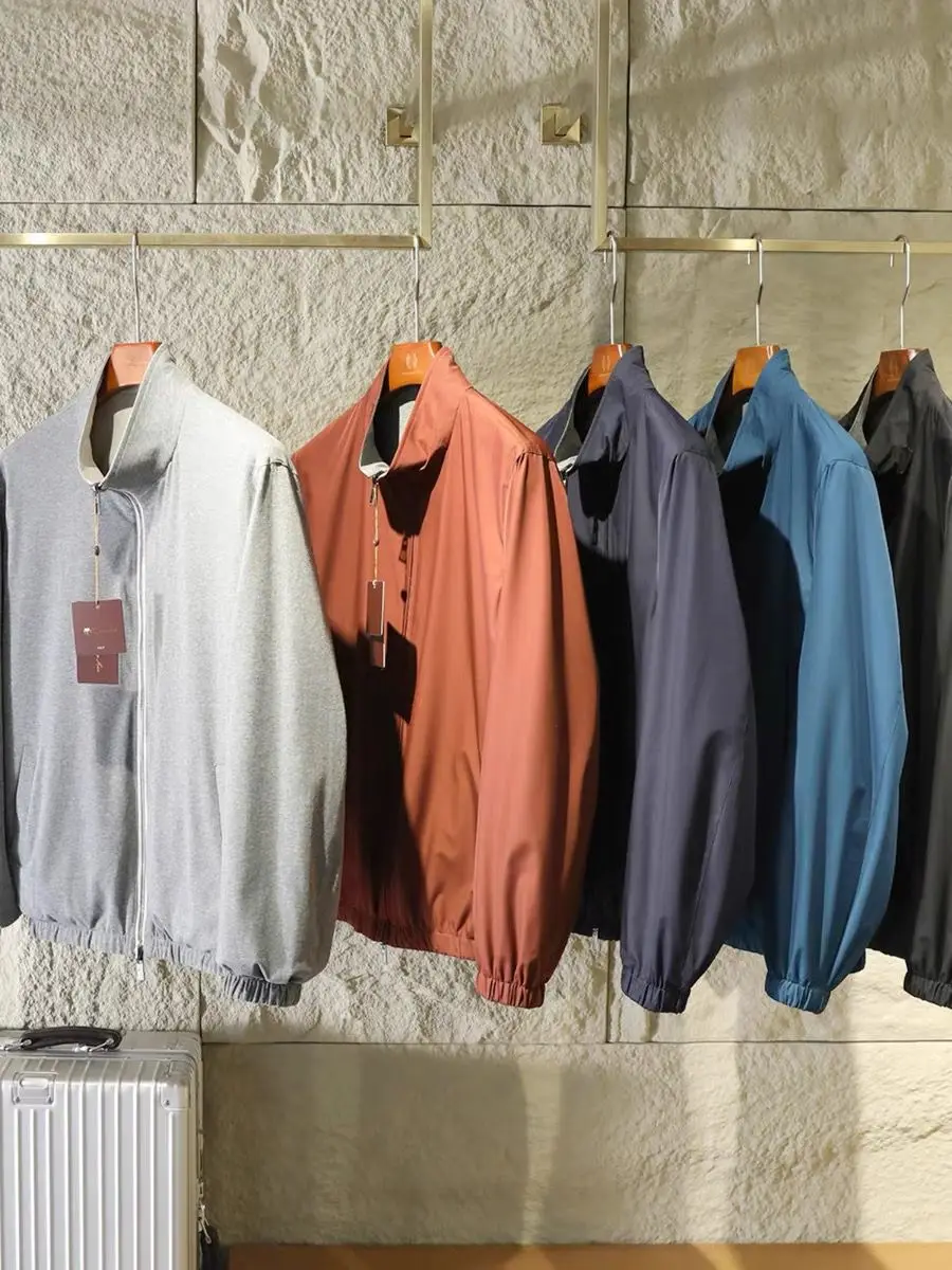 Double-Sided Knitted Jaet Outdoor Casual Sports Men's Women's New Early Spring Old Money Sle Anti-Wrinkle Stand Fit