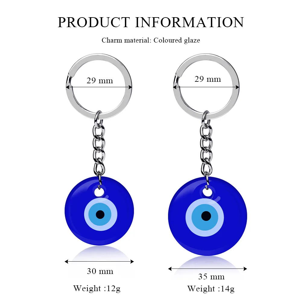 Blue Evil Eyes  Keychain Fashion Lucky Turkish Key Ring DIY Keychain Car Key Chains Ring Holder Accessories