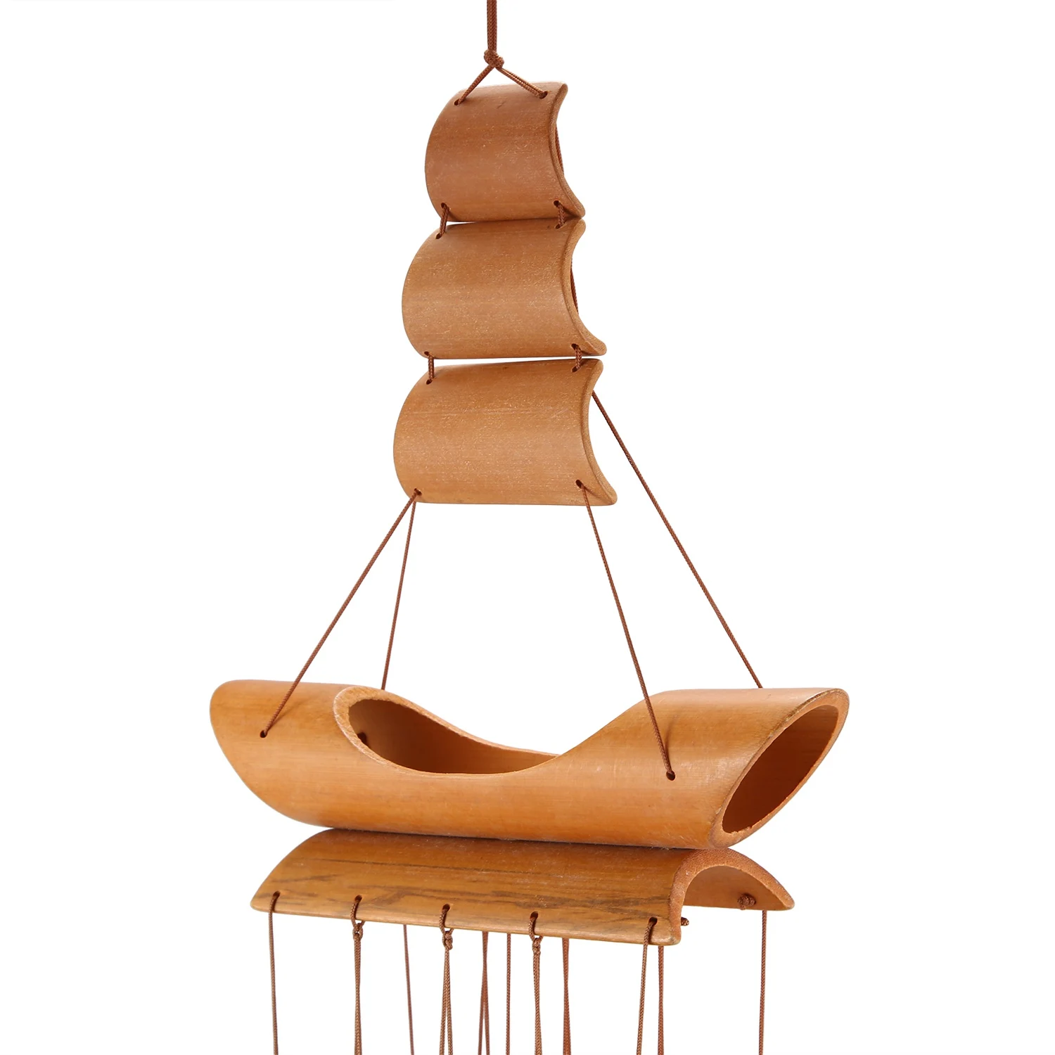 Bamboo Wind Chime Handmade Natural Ring Home Decor Wind Chime Hanging Ornament Outdoor Yard Wind Bell 6