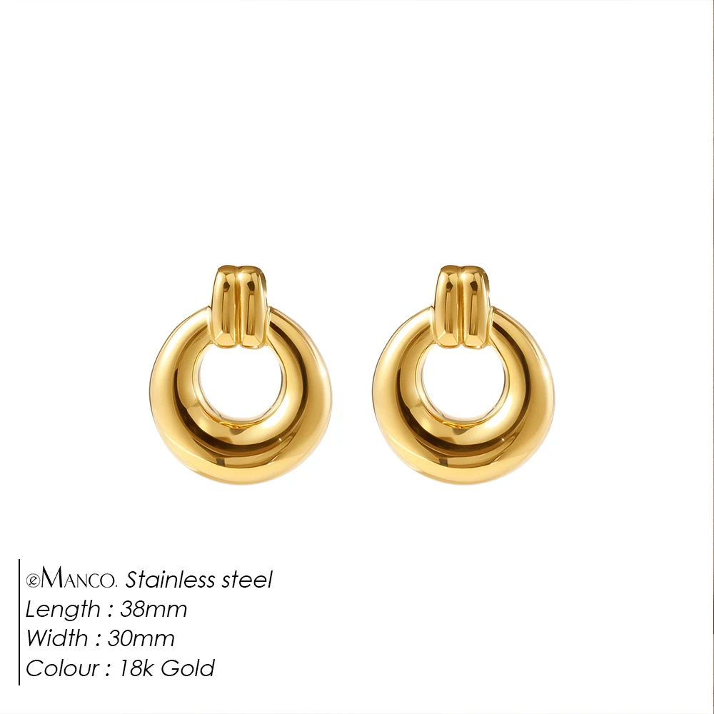 eManco Y2K Style Stainless Steel Chunky Loop Earrings for Daily