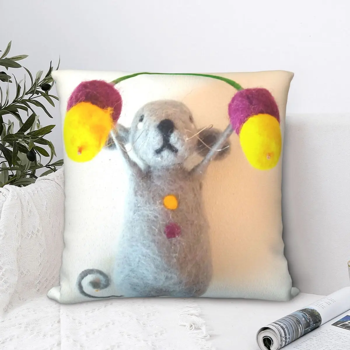 

Mouse Square Pillowcase Polyester Pillow Cover Velvet Cushion Zip Decorative Comfort Throw Pillow For Home Sofa