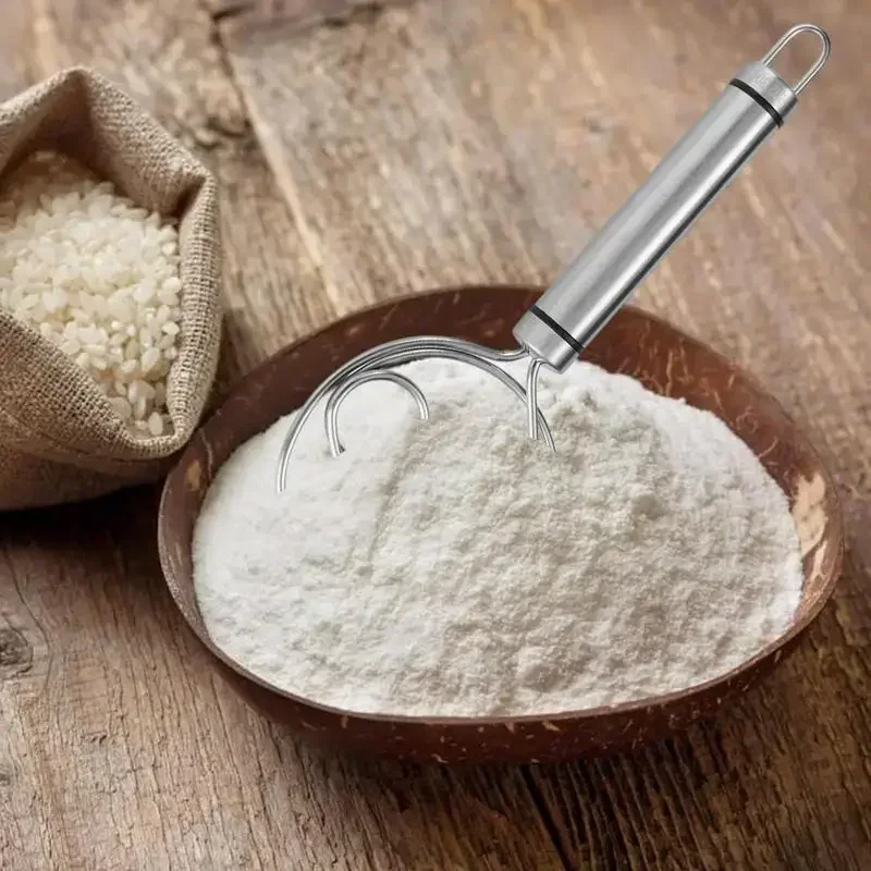 Dough Mixer Dutch Style Stainless Steel Bread Dough Hand Mixer Binocular Coil Head Comfort Handle For Biscuits Bread Cake