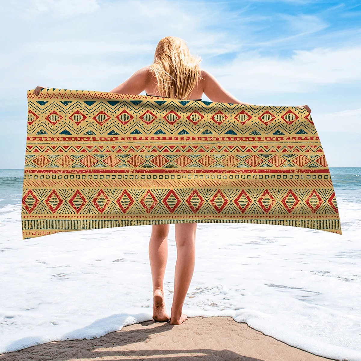 

Microfiber Beach Towel Scarf, Bohemian Ethnic Style Pattern Printed, Waterproof, Wholesale, FM506