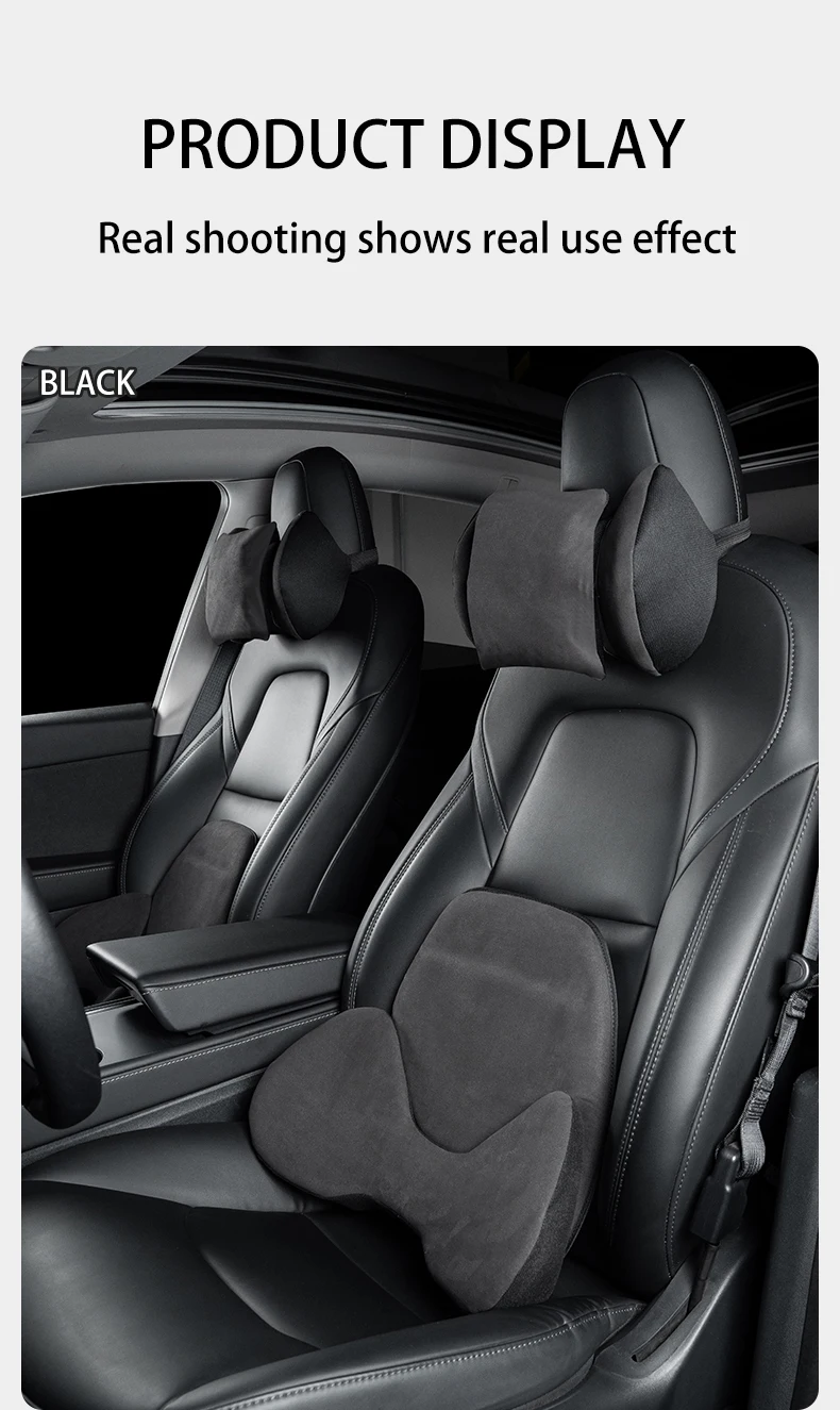 Car neck pillow For Tesla Model Y/Model 3 2018-2024 2025 Suede headrest lumbar s