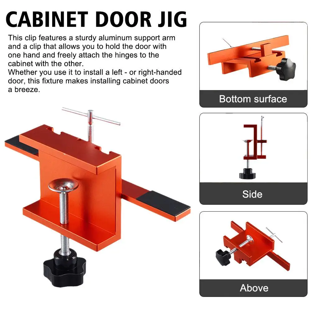 

1pc Cabinet Door Mounting Clamp Punching Fixing Clip Aluminum Alloy Body Heavy Duty Tool Display Cabinet Right Angle Clip