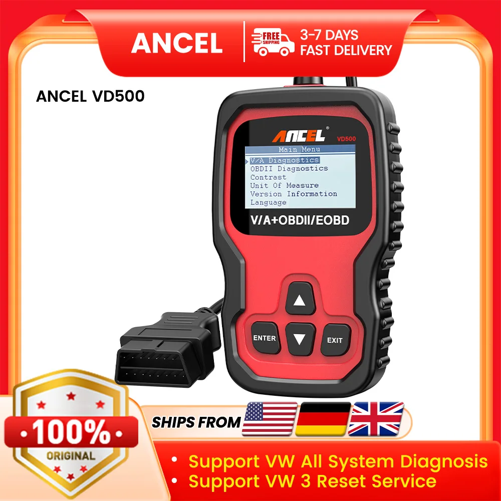 ANCEL VD500 OBD2 Scanner Diagnostic Tool for VW Audi Skoda Seat Diagnostic Check Engine Light EPB ABS SRS Code Reader Throttle
