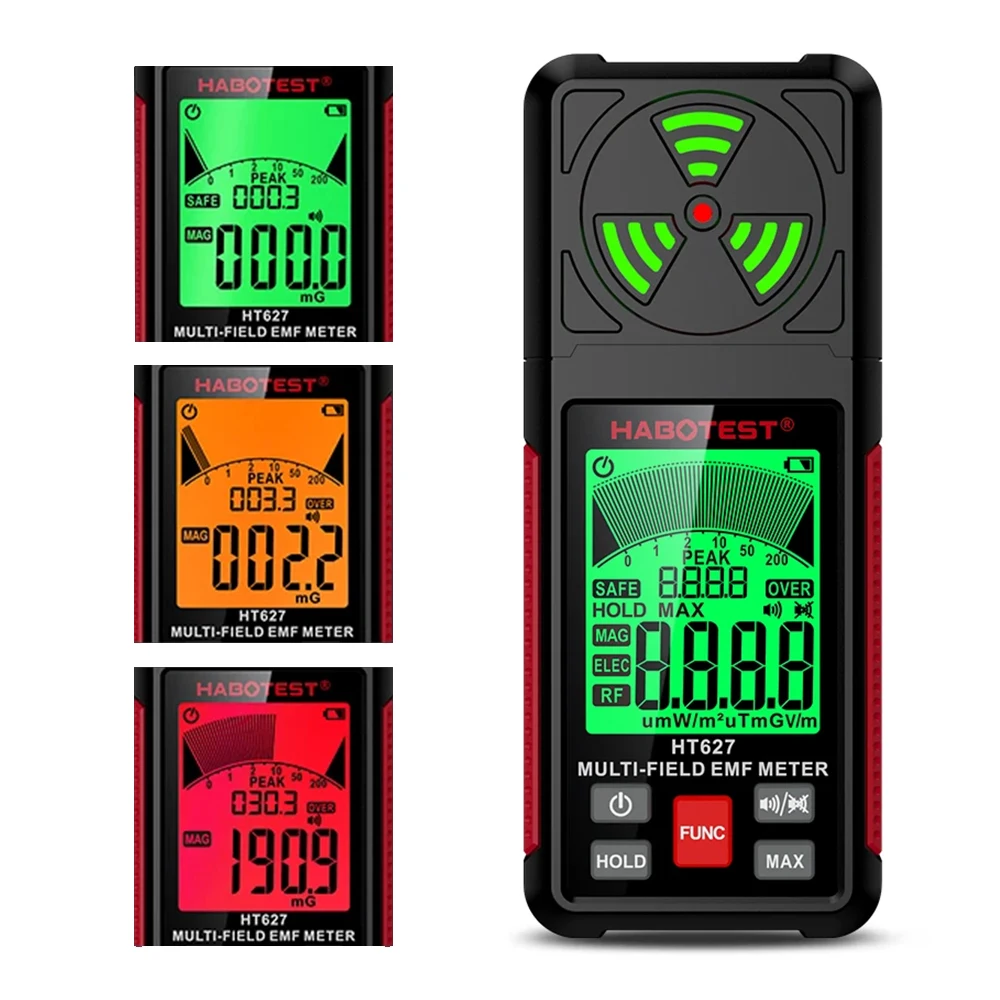 HABOTEST HT627 Electromagnetic Radiation Detector Tester EMF Meter Professional High Frequency Magnetic Electric RF EMF Meter