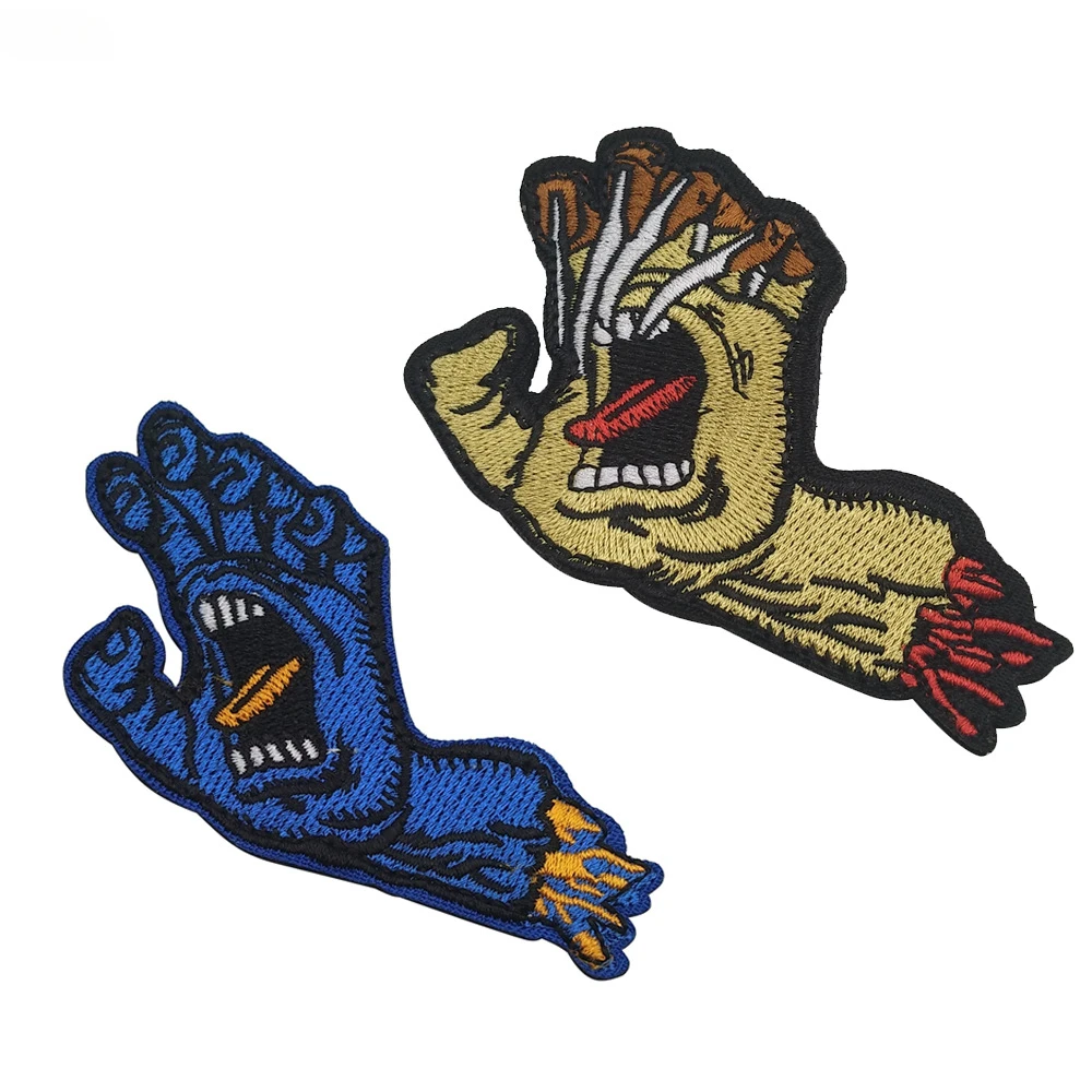

Nightmare on Santa Cruz Embroidered Patches Blue Hand Hook and Loop Tactical Badges Applique for Clothes DIY Decorative Backpack