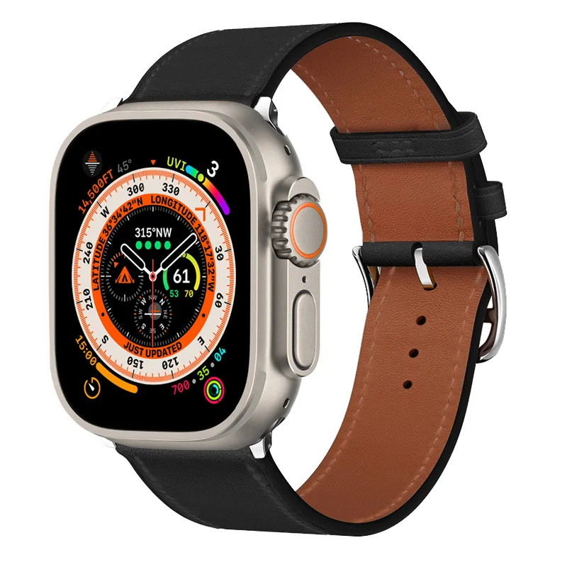 

Ремешок кожаный для apple watch band ultra 49 мм 8 7 45 мм 41 мм, браслет для iWatch 6 5 4 3 SE 40 мм 44 мм 38 мм 42 мм