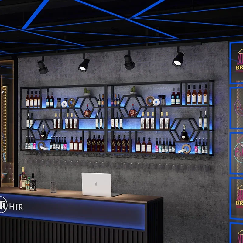 Display Industrial Wine Cabinets Commercial Wall Mounted Modern Unique Wine Racks Storage Bar Adega Barzinho Home Decoration
