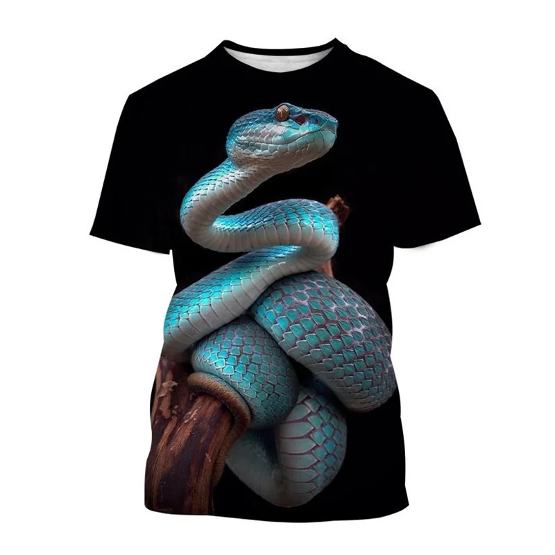 

3D Animal Snake Printed Men's T-shirt Dangerous Creature Pattern Street Short-sleeves Summer 2023 Tops Plus Size Tee Shirt