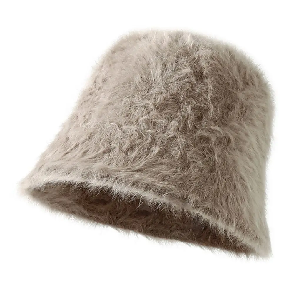 Outdoor Plüsch Plüsch Eimer Hut Warme Weiche Panama Hut Pelzigen Winter Becken Sonne Kappe für Frauen Fischer Kappe – Detail 18