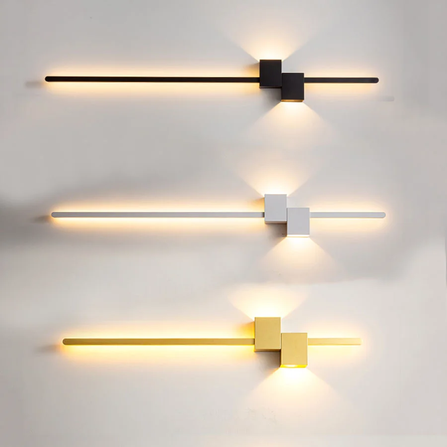 

Creative Long Strip LED Wall Lamp Nordic Simple Bedroom Bedside Wall Light Corridor Aisle Stair Sofa TV Background Sconces