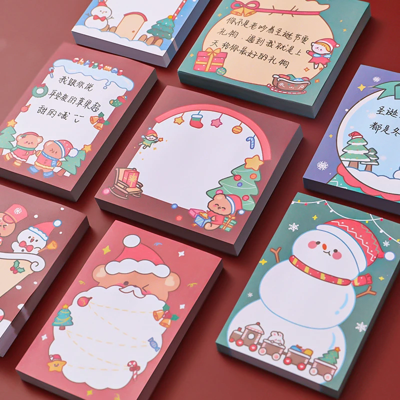 

Merry Christmas Sticky Notes Memo Pad Label Note Bookmarks Notepad School Office Stationery Supplies Holiday Gifts