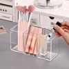 1Pc Bathroom Clear Plastic 3 Grids Storage Box For Makeup Brush Organizer Storage Lipstick Display Stand Storage Holder 5
