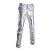 Hot Stamping Glossy Casual Suit for Men Slim Fit 2 Piece Solid Shiny Party Gold Silver Black Suit for Men Blazer Jacket & Pants 4