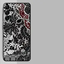 Elegant Black and Red Lace Phone Cover Case - Galaxy A42 5G (Mix06)