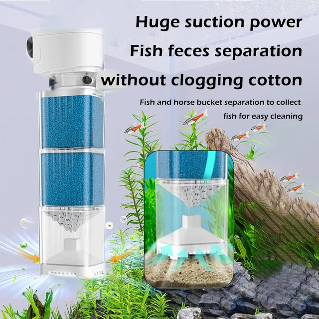 ปั๊มกรองตู้ปลา 6in1 ปั๊มลมใต้น้ำแบบเงียบ ปั๊มอากาศในตัว ปั๊มลมตู้ปลา เครื่องทำคลื่น 220v 4