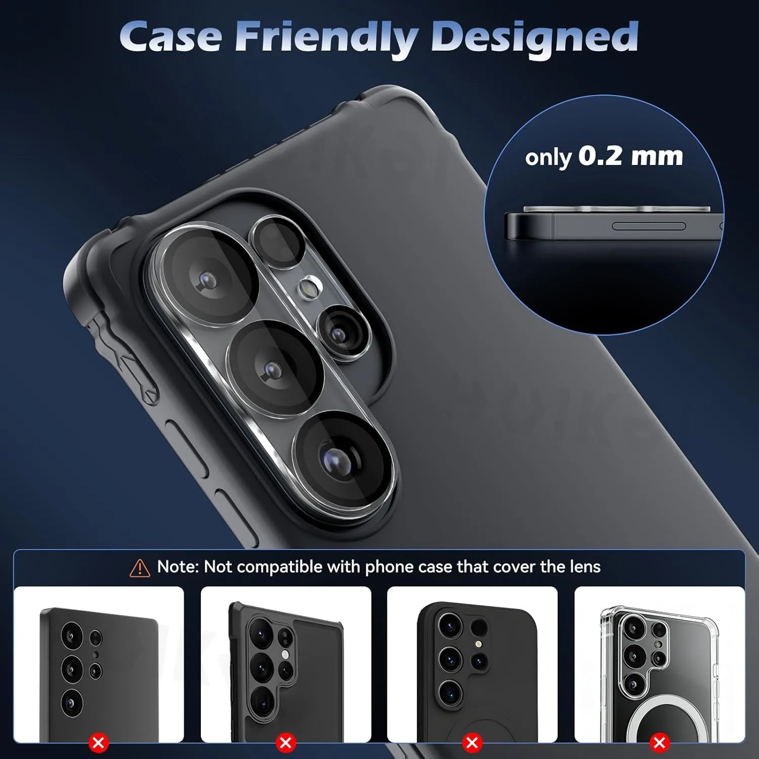 Premium 3-Pack HD Clear Camera Lens Screen Protector with Drop Protection and Anti-Scratch Tempered Glass