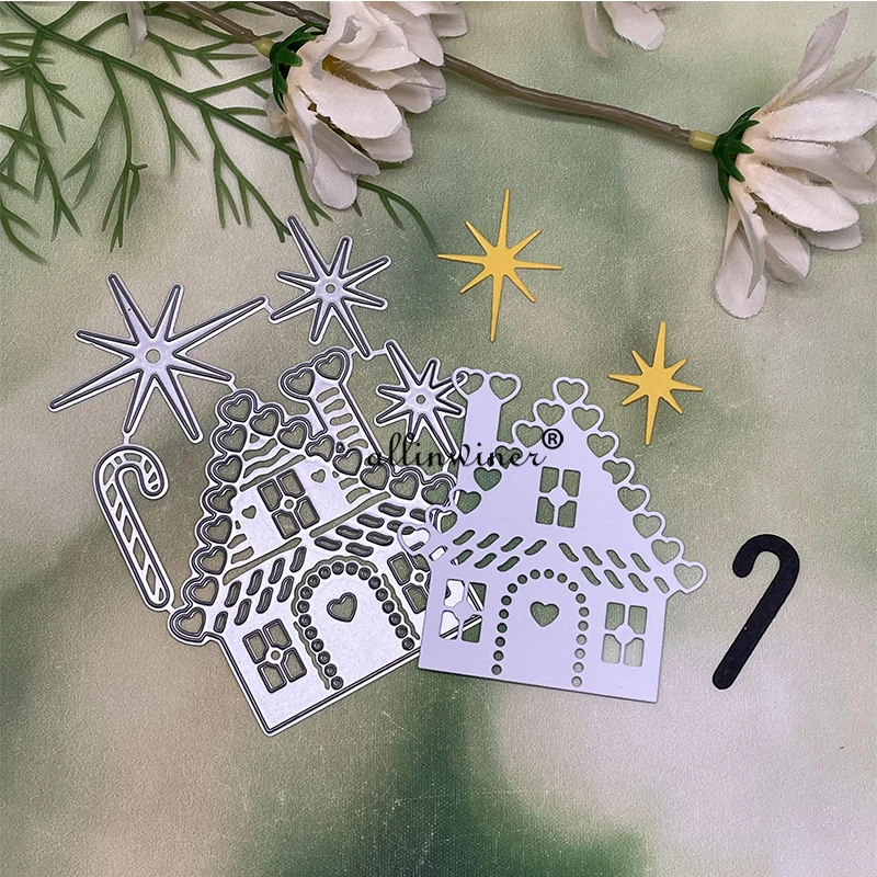 

Рождественский Звездный домик, металлические штампы, трафареты для «сделай сам», скрапбукинг, декоративное тиснение, ручная работа, штамповочный шаблон